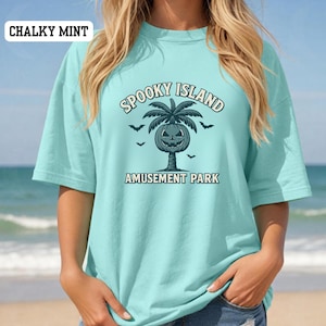 Comfort Colors® Spooky Island Halloween Tee, Retro Cartoon Movie T-shirt, Spooky Island Disco Skull, Halloween Gift, 90s nostalgia, Summer