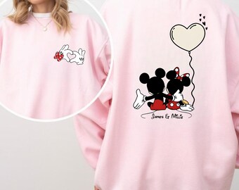 Custom Disney Mickey Minnie Couple Shirt, Mickey Minnie Valentine Couple Sweatshirt, Disney Lovers Sweater, Disney Valentine's Day Sweater