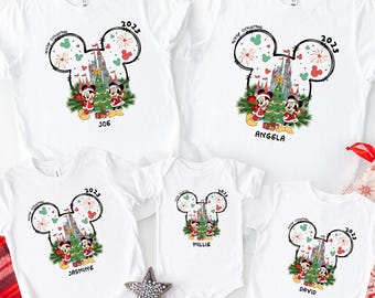Custom Disney Family Christmas Shirt, Matching Christmas Tees, Personalized Disney Character Christmas Shirt, 2025 Mickey’s Very Merry Shirt
