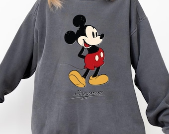 Comfort Colors® Disney Classic Retro Micky Maus Pose Sweatshirt, Micky T-Shirt, Disneyland Urlaub Urlaub T-Shirt, Disney Retro T-Shirt