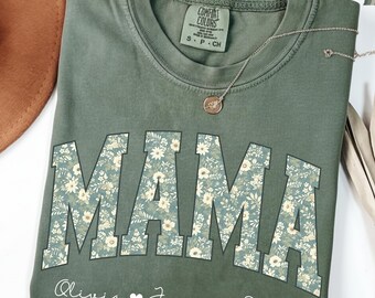 Comfort Colors® Personalized Mama Shirt, Custom Mama Shirt With Kids Names Gift,Custom Mom Shirt, Personalized Mama Gift, Mother's Day Gift