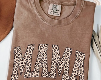 Comfort Colors® Mama Shirt, Leopard Mama Shirt, Mothers Day Gift, Gift for Mom, Mama Shirt, New Mom Shirt, Mama Sweatshirt, New Mom Gift Tee