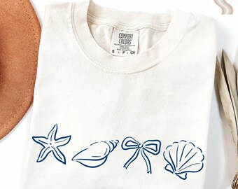 Comfort Colors® Seashell Shirt, Beach Shirt, Summer Graphic Tee, Ocean Lover, Sea Shell Tee, Summer Vacation Tshirt, Womens Beach Shirt