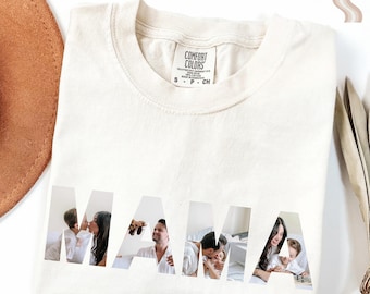 Comfort Colors®Custom Mama Photo Shirt,Customized Mother's Day Gift,Gift For Mama,Personalized Gift for MOM,Printable Mother Day Photo Shirt