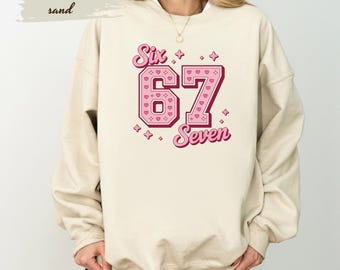 Pink 67 Meme Shirt, Six Seven Trend Tee, Funny Viral Number