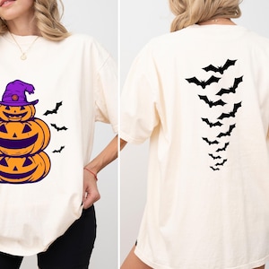 Comfort Colors® Vintage Pumpkin Bats Shirt, Halloween Shirt, Summerween Shirt, Vintage Halloween Shirt, Bats Shirt, Spooky Season T-Shirt