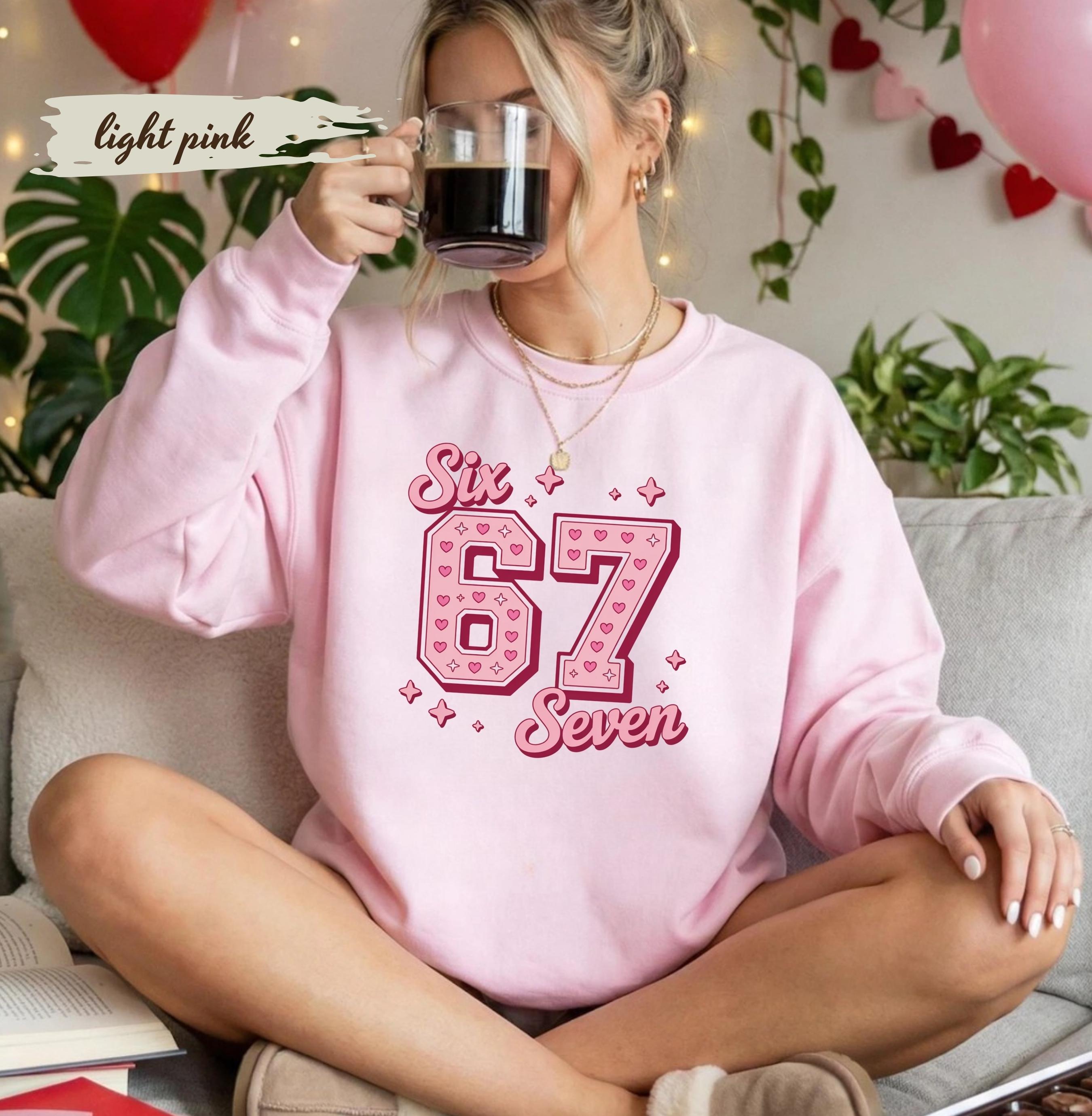 Pink 67 Meme Shirt, Six Seven Trend Tee, Funny Viral Number