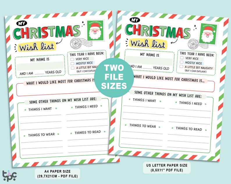 Christmas Wish List Printable | Kids Santa Gift List | Adult Wish List ...