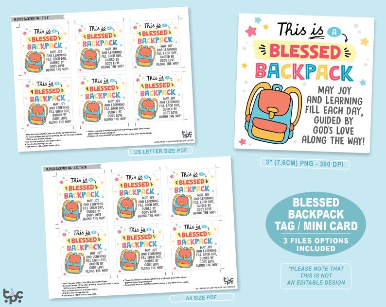 Blessed Backpack Tag | Printable Back to School Blessing Tag | Sunday ...