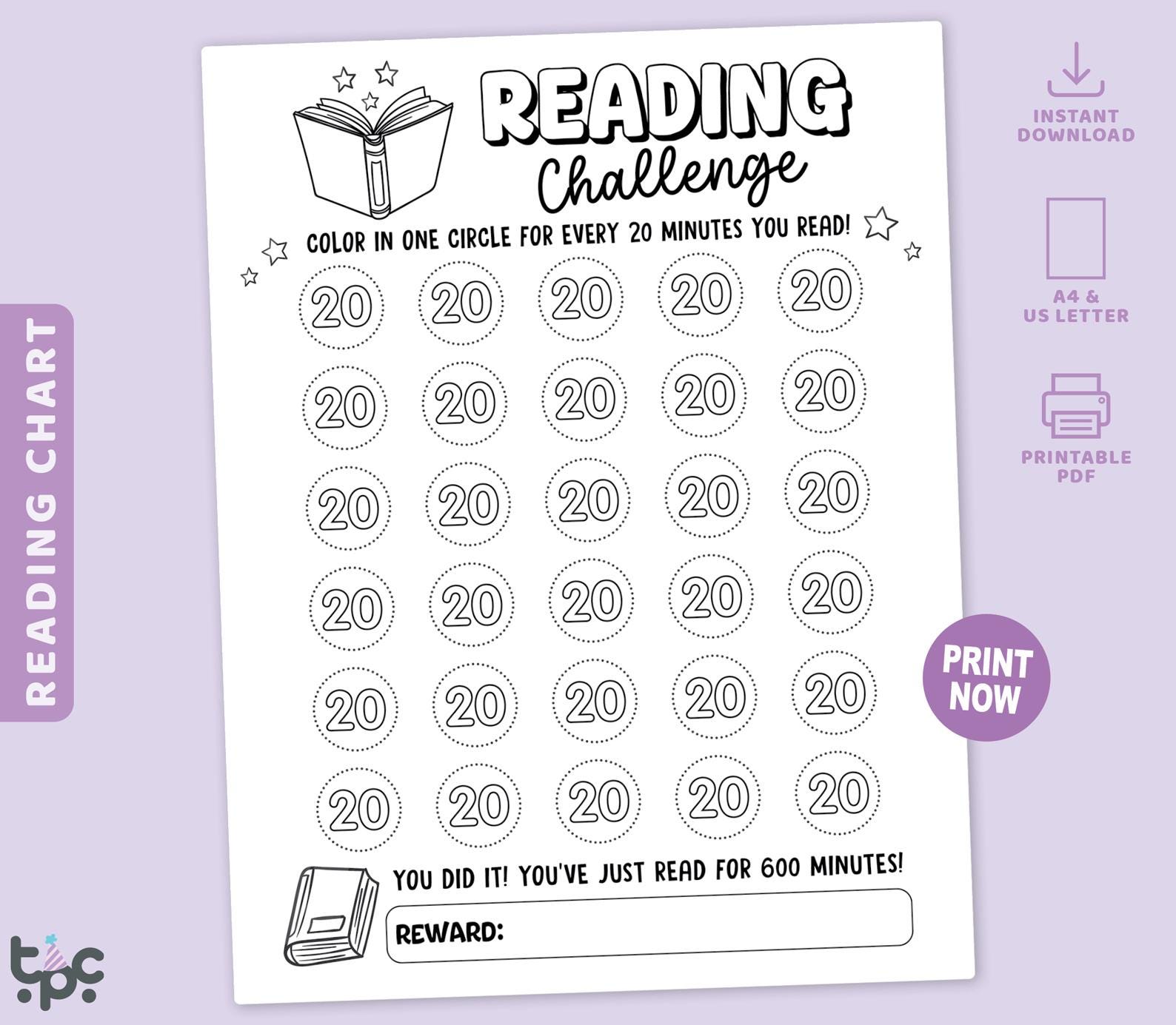 Reading Challenge for Kids | Printable Reading Tracker Chart | Book ...