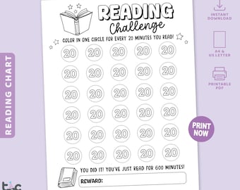 Reading Challenge for Kids | Printable Reading Tracker Chart | Book Challenge | Kids Reading Log | Printable Book Journal (A4 & US Letter)