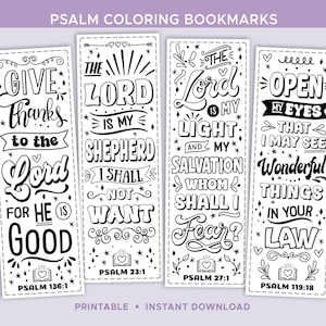 Segnalibri da colorare con i Salmi STAMPABILI / Attività cristiana / Segnalibri delle Scritture stampabili da colorare / Foglio di studio biblico per bambini della scuola domenicale