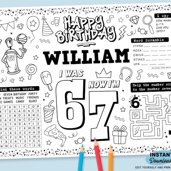 6 7 Coloring Pages - Etsy