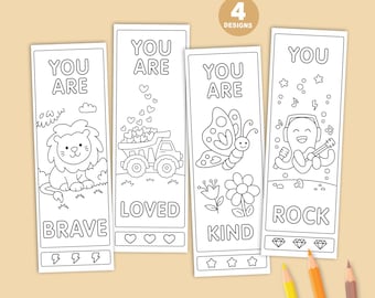 PRINTABLE Kindness Coloring Bookmarks For Kids | Compliment Cards | Printable Acts of Kindness Coloring Sheet | Set Affirmation Activity