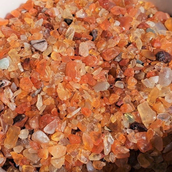 Orange Opal Chips: Natural Mexican Undrilled Grade A Light to Dark Orange Genuine Gemstones Tumbled Extra Small Stone 1-3 mm Inlay Jewelry