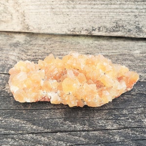 Stilbite Mineral Specimen: 65 Gram Bright Orange Peach Pink Opaque Crystalline Structure Medium Sized Crystal Cluster on Matrix India