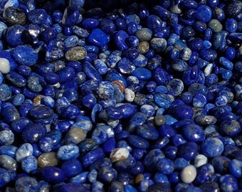 Lapis Lazuli Tumbled Chips: Grade AAA Undrilled Dark Blue Afghan Genuine Semi Precious Gemstones Small Round Nuggets 1-3 mm Stones Inlay