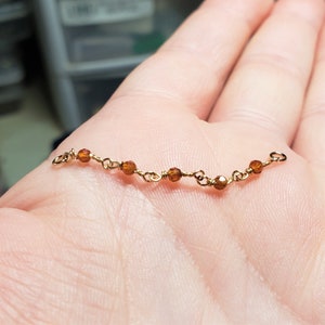 Nose Bridge Chain: Dark Orange Carnelian Custom Sizing Over the Nose Double Piercing Body Mod Chain Hand-Built Wire Chain Silver 14k Gold image 5