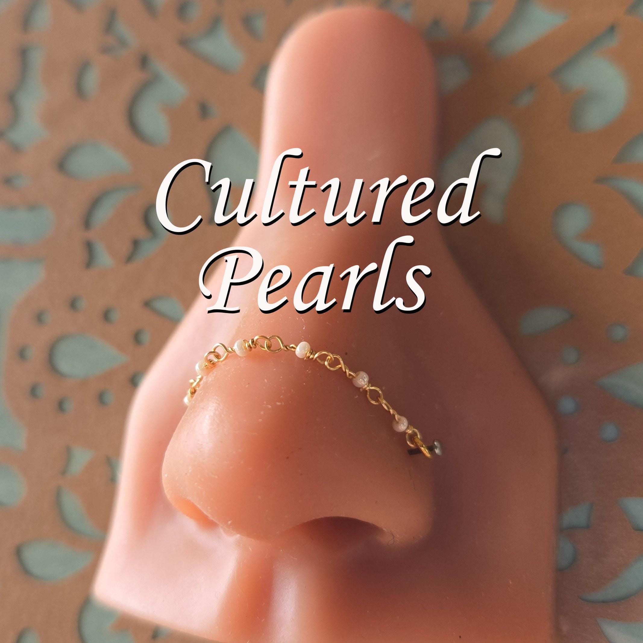Oicctyzio 18g 18 g Gauge Cool Nose Rings Studs With Chain Piercing Across Nose for