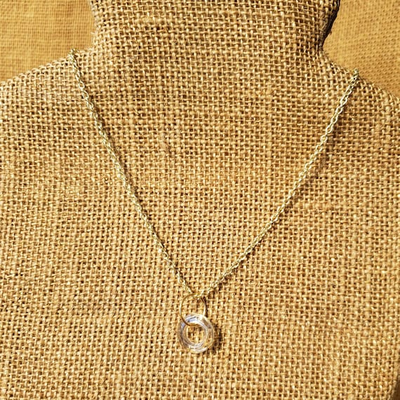 ネックレス・ペンダント Petite Donut Ring Pendant Necklace Minimalist Necklace: Glass Ring Pendant Champagne Colored