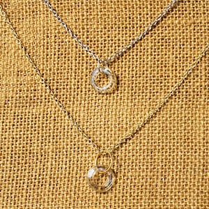 Collar minimalista: colgante de anillo de cristal color champán, donut de cristal facetado, chapado en oro, cadena fina plateada, collar de Pascua.