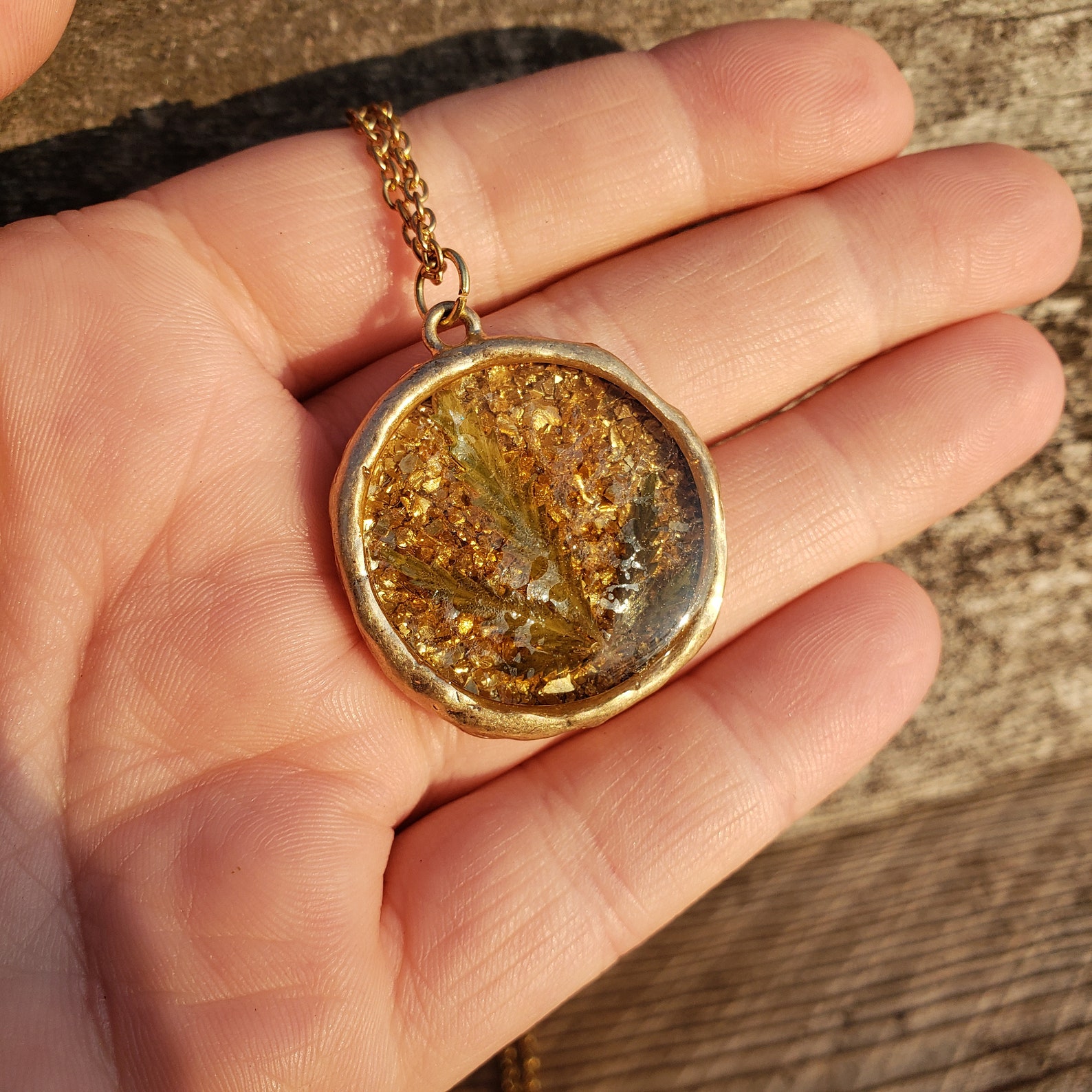 SECONDS Gold Weed Necklace Gold Dipped 1860s Solid Gold