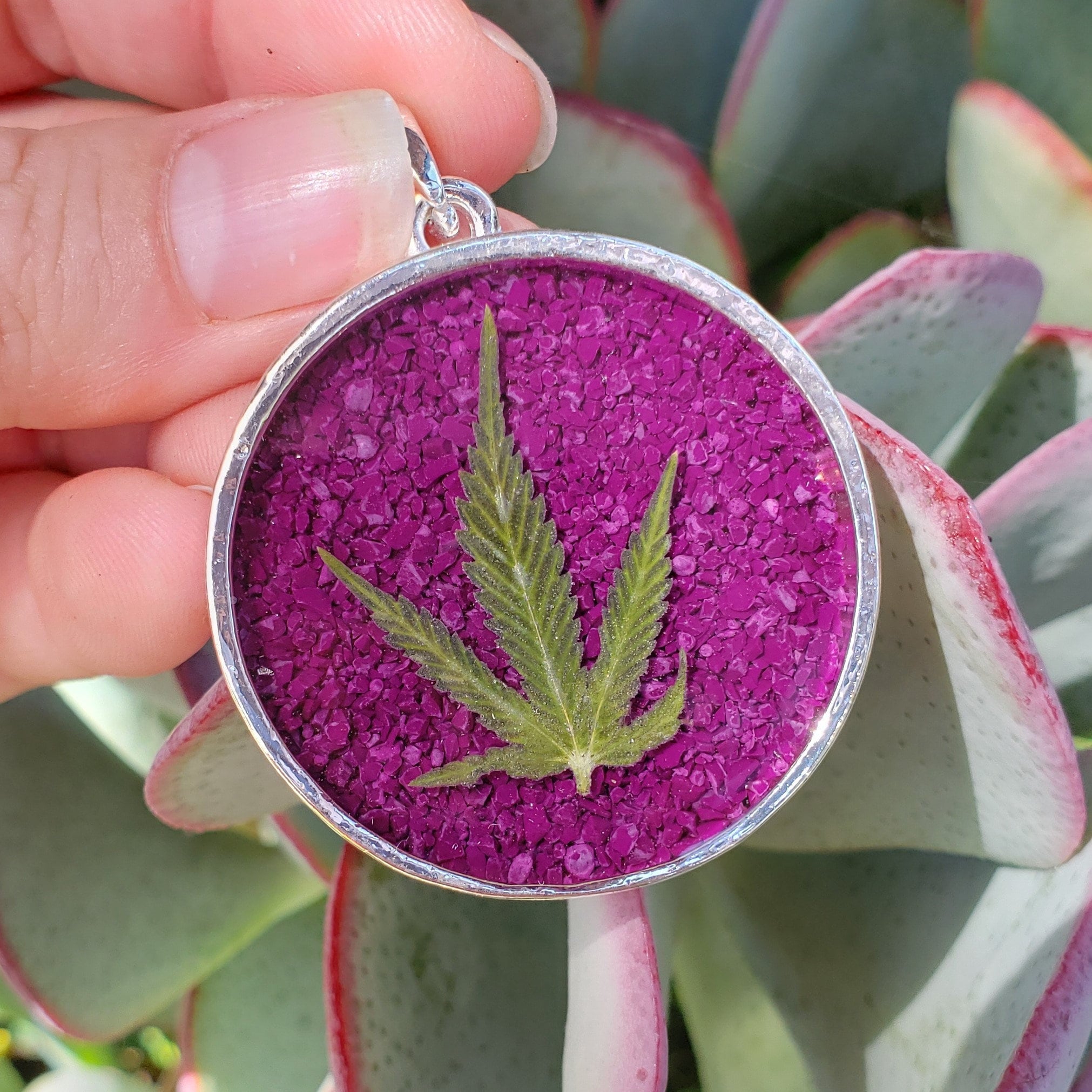 Real Weed Flower Bracelet: Cannabis Nug Clear Resin 