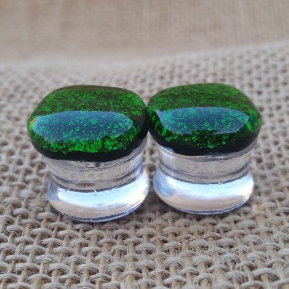Limited Stock*** Deep Forest Green Glitter Resin Plugs