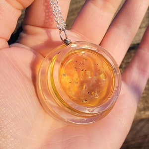SECONDS Real Diamonds Faux Dab Necklace: Jar of Faux Caviar Wax Concentrates Handmade Real Herkimer Diamonds & Sauce Pendant Resin