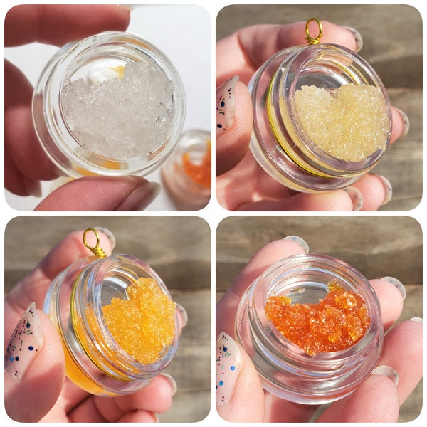 Dab Sugar Necklace: 3D Jar of Faux Dry Sugar Live Resin Wax Concentrates Handmade Faux Sauce Pendant with Chain Resin Gold Silver Bronze 710