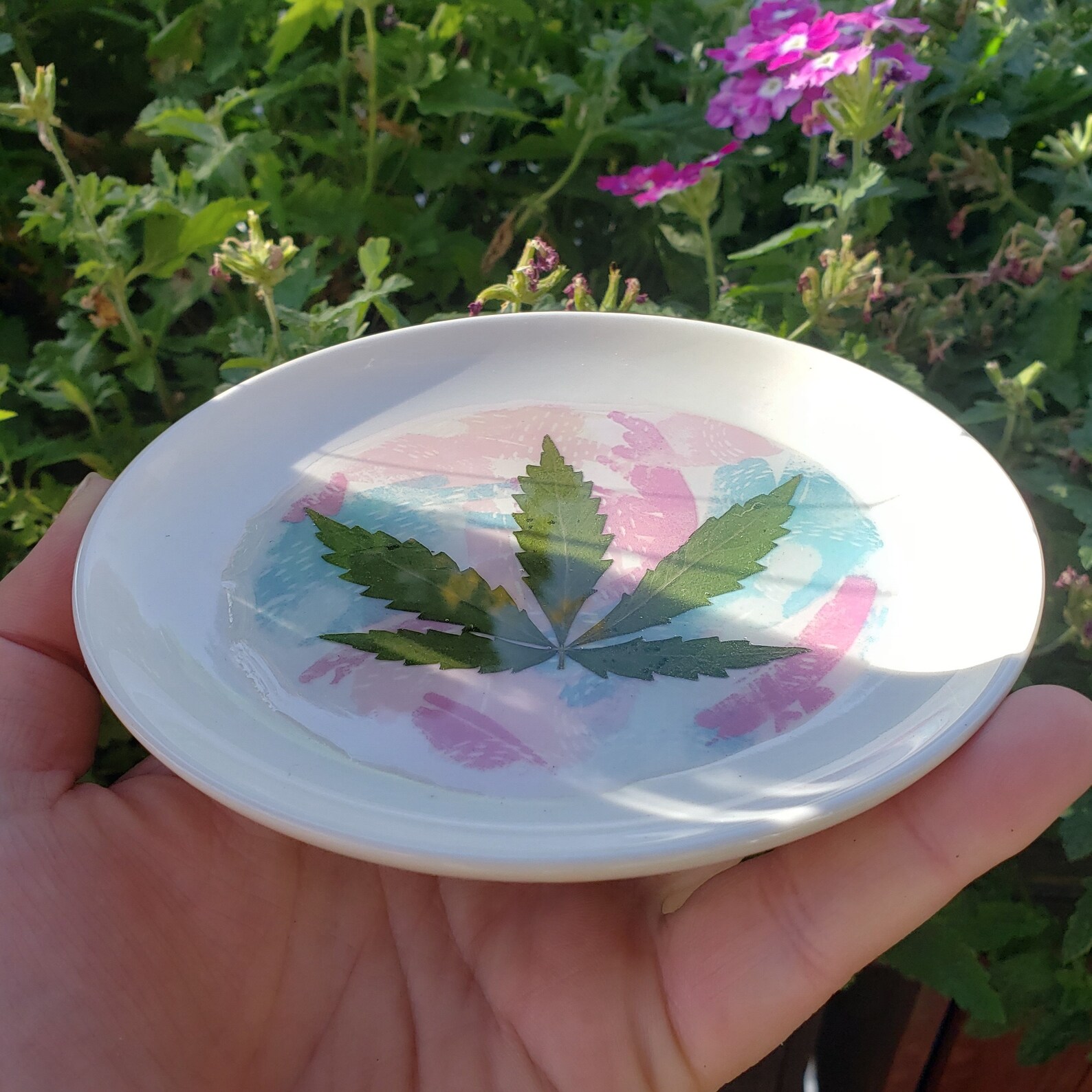 Weed Leaf Rolling Tray Dish White Ceramic Round Circle Shape Etsy