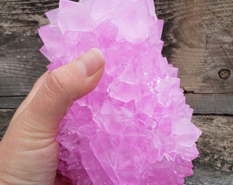 Bright Pink Crystal Tower: Dragon's Egg Crystal Gall Bladder Alum Lab-grown Hot Pink Light Pink Ombre Cluster Mineral Light Grid Alter Stone