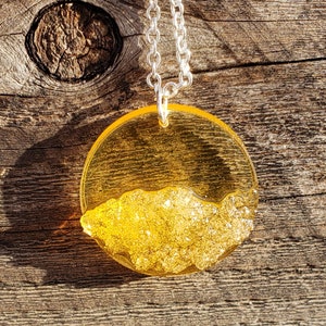 Dab Necklace: Sugar Dabs 25 mm Small Round Faux Sugar & Sauce Caviar Wax Concentrates Pendant Real Gemstones in Resin Gold Silver