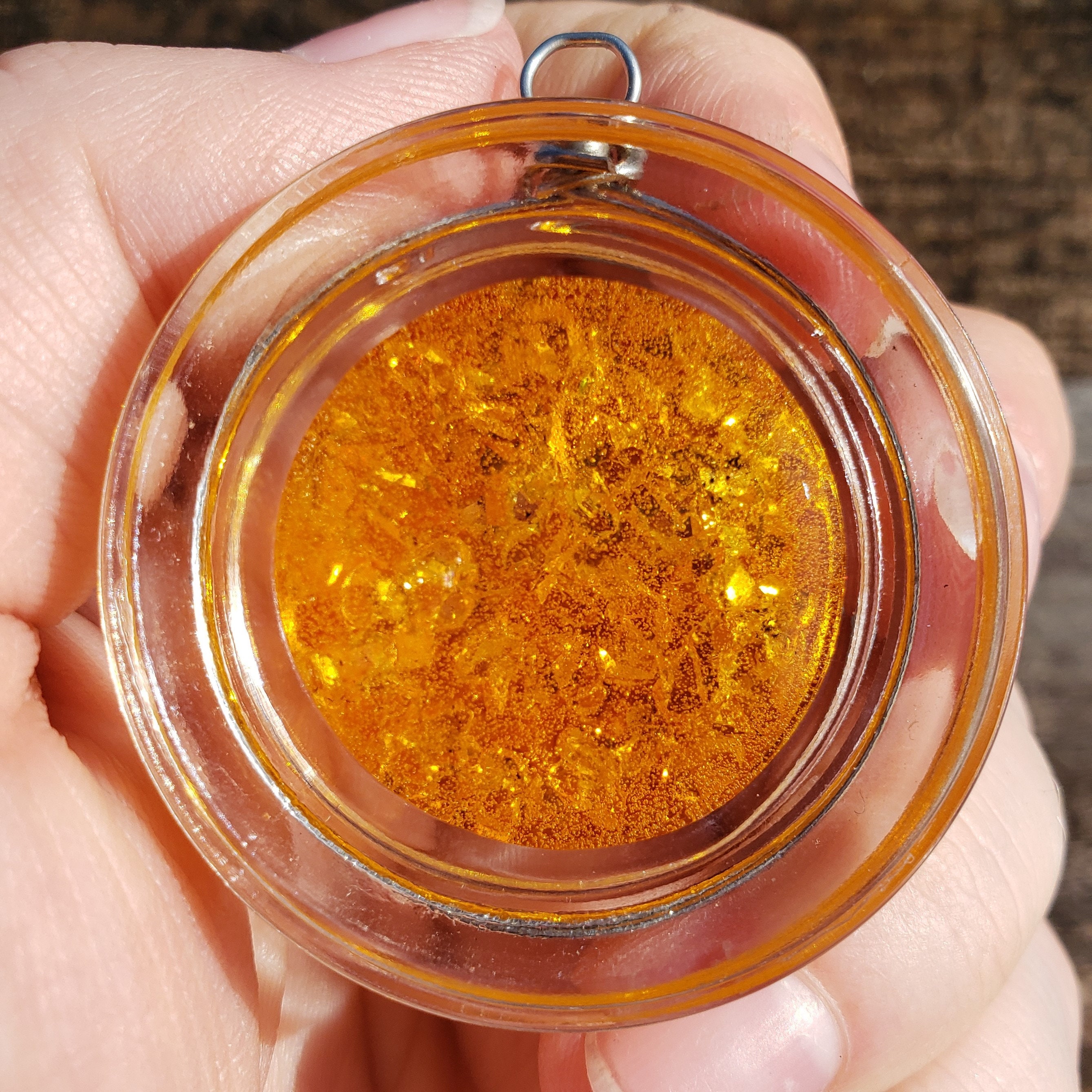 Diamond Dab Necklace & Chain: Golden Yellow Jar of Faux Caviar Wax Diamonds  Sauce Concentrates Real Gemstone Pendant Resin Gold Silver 