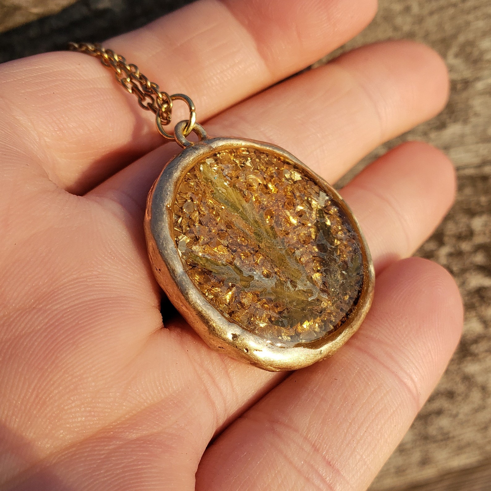 SECONDS Gold Weed Necklace Gold Dipped 1860s Solid Gold