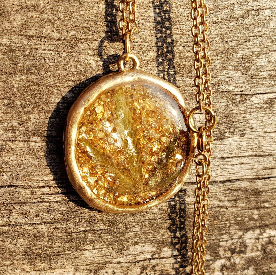 SECONDS Gold Weed Necklace Gold Dipped 1860s Solid Gold