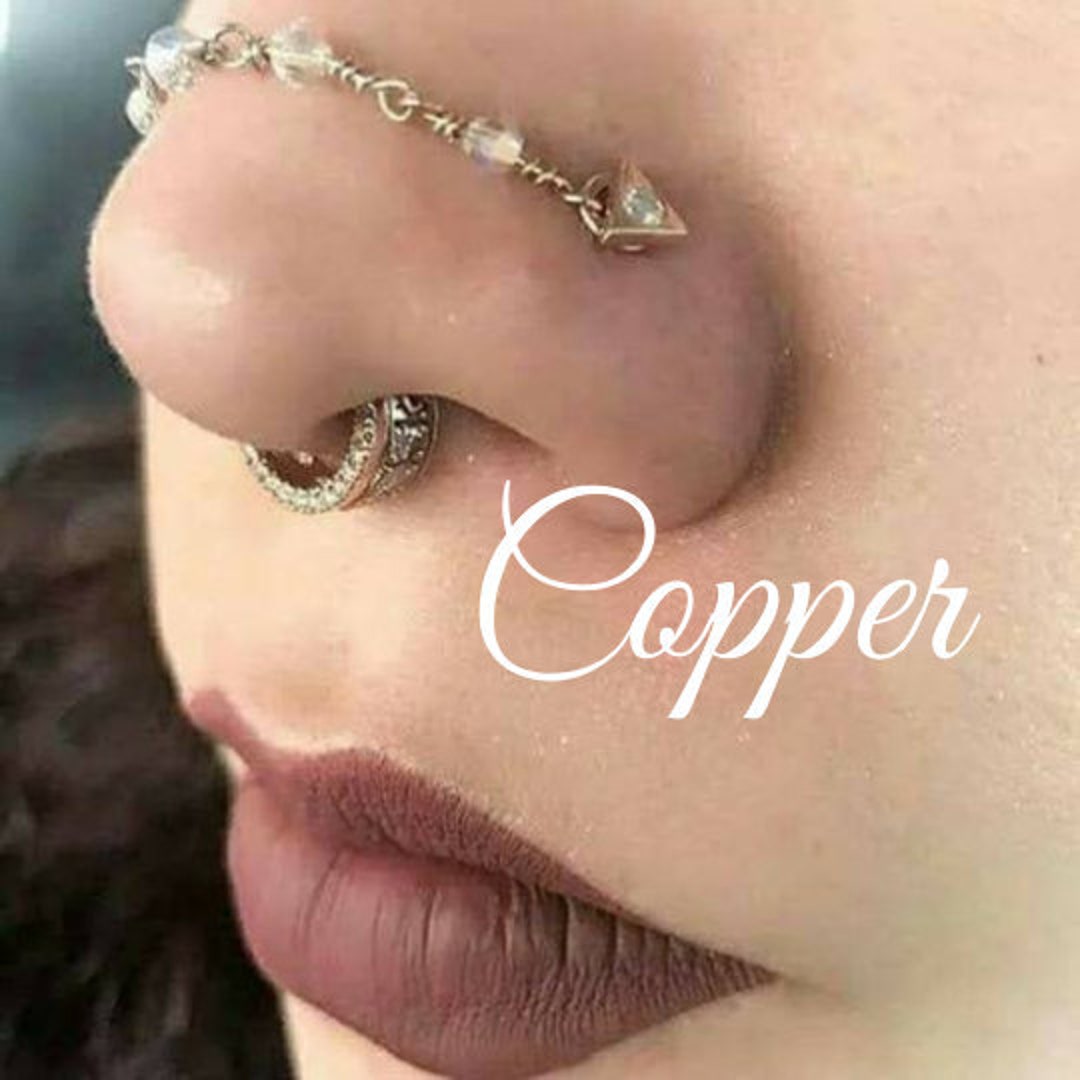 Copper Beaded Nose Piercing Chain: CUSTOM Over the Nose Bridge Etsy 日本