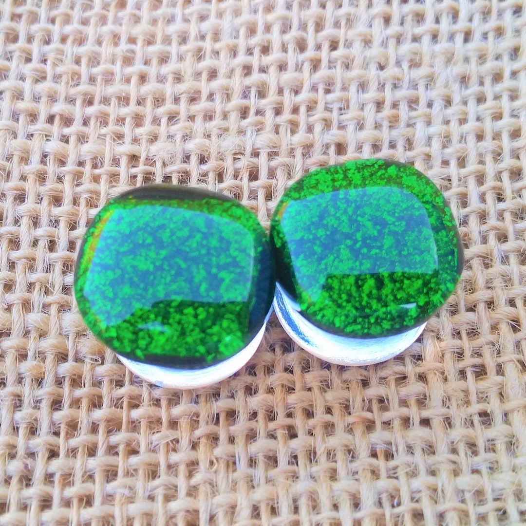 Limited Stock*** Deep Forest Green Glitter Resin Plugs