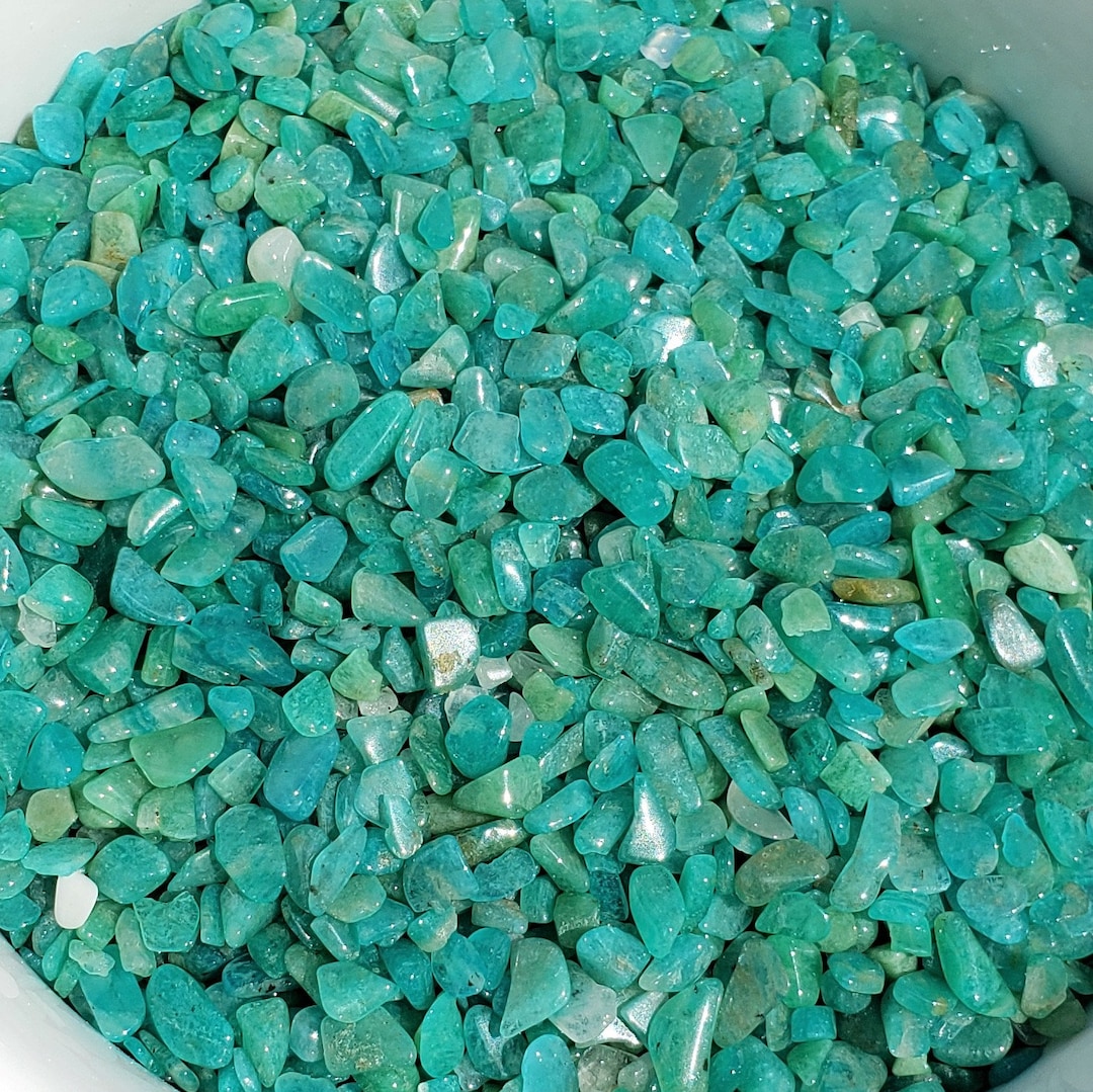Dark Amazonite Tumbled Chips: Grade AA Undrilled Teal Turquoise ...