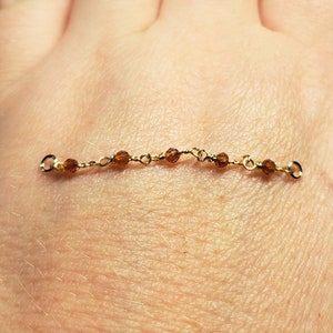 Nose Bridge Chain: Dark Orange Carnelian Custom Sizing Over the Nose Double Piercing Body Mod Chain Hand-Built Wire Chain Silver 14k Gold image 4