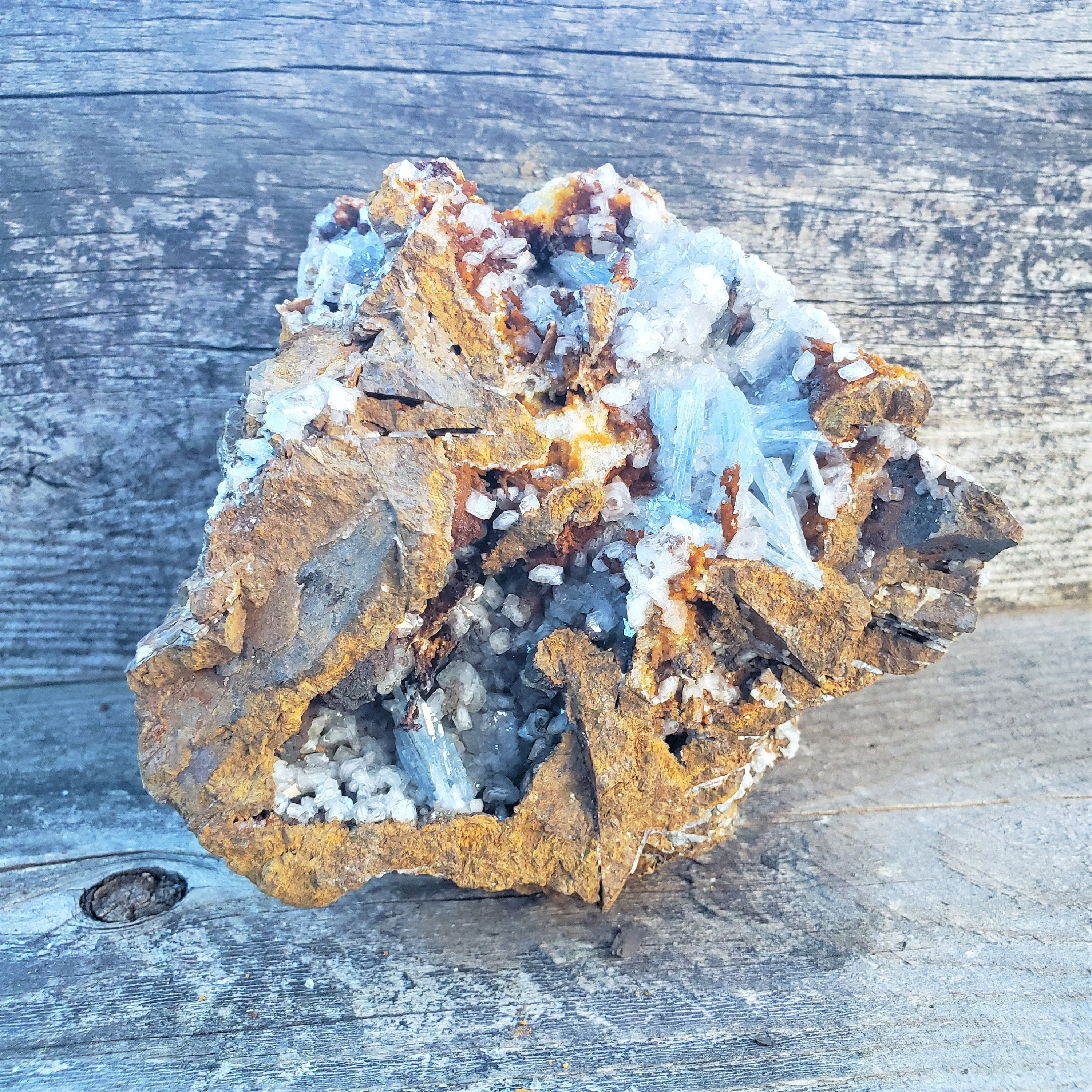 Blue Barite Large 664 Gram Rare New Discovery Petite Medium Transparent Bladed Crystal On Matrix From Jebel Ouichane Morocco 7