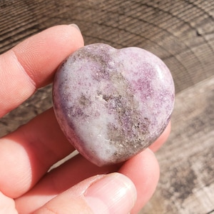 Lepidolite Heart: RARE Sparkling Purple Grade A 40 mm Palm Stone Light Lavender Sparkling Lilalite Lepidolite Carved Polished Shaped Rock