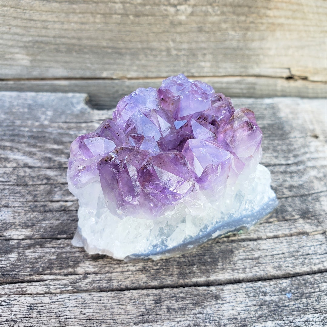 Amethyst Crystal: 217 Gram Large Purple & White Uruguayan Amethyst