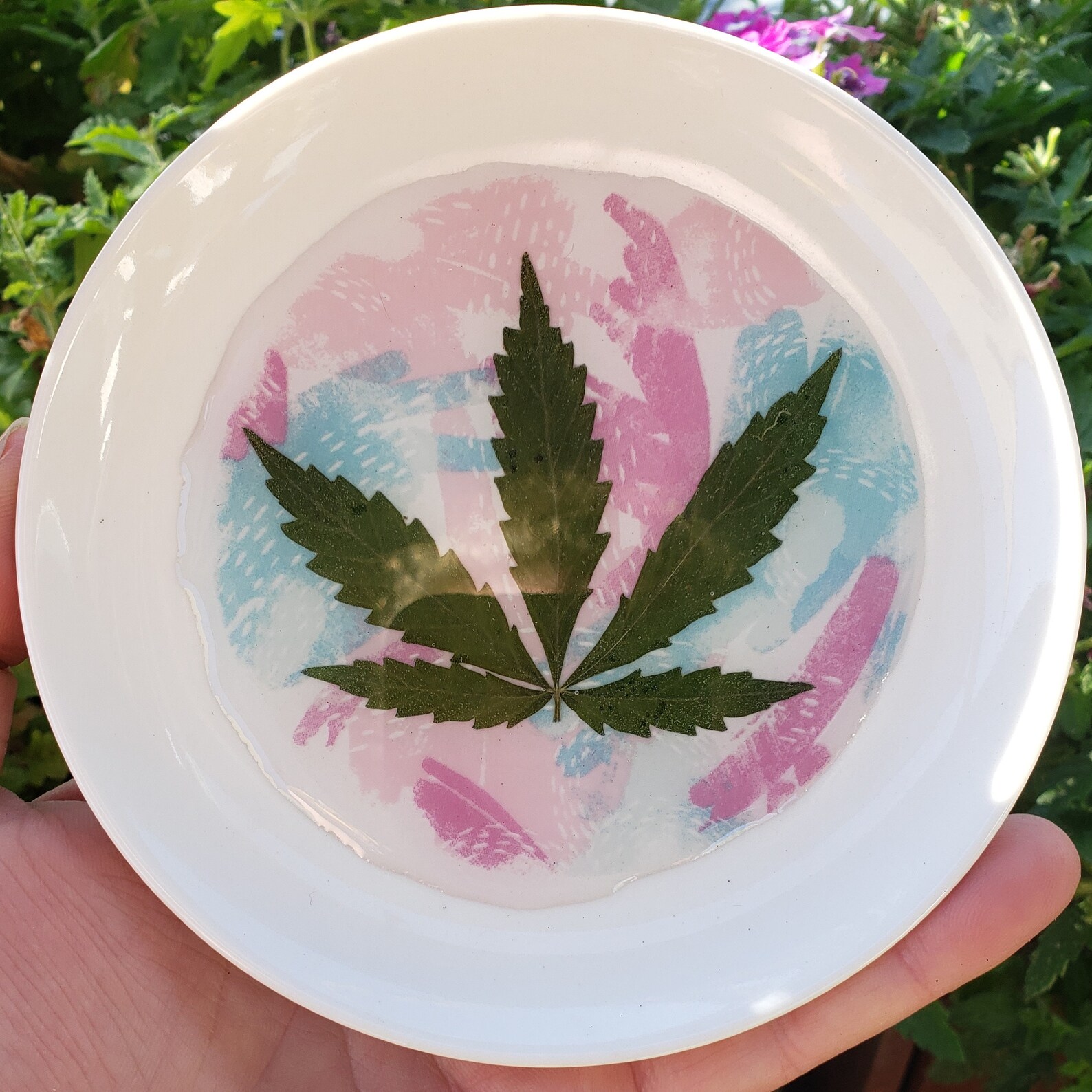 Weed Leaf Rolling Tray Dish White Ceramic Round Circle Shape Etsy