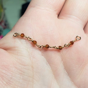 Nose Bridge Chain: Dark Orange Carnelian Custom Sizing Over the Nose Double Piercing Body Mod Chain Hand-Built Wire Chain Silver 14k Gold image 7