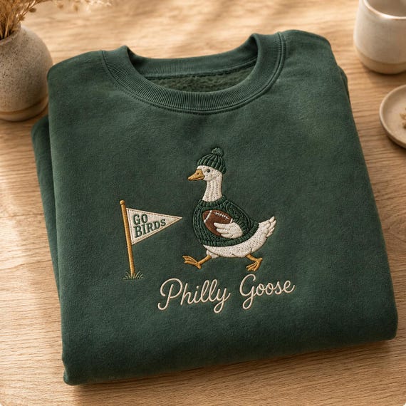 Embroidered Football Goose Sweatshirt, Philly Game Day Crewneck, Philadelphia Fan Gift