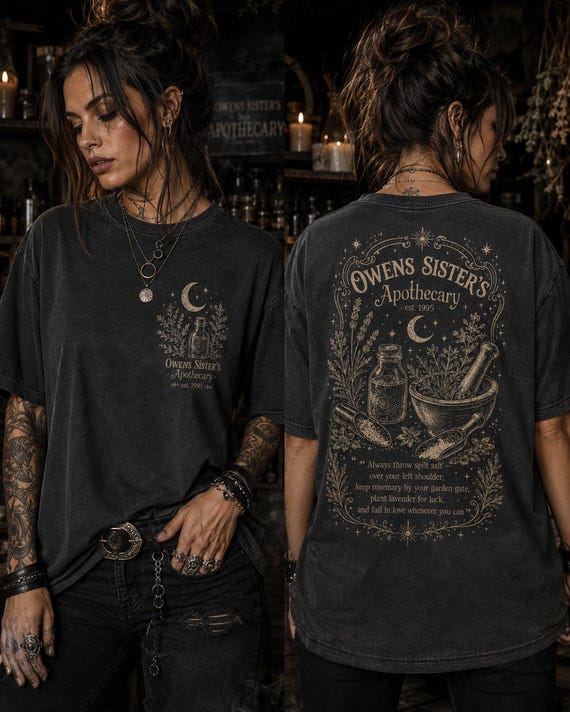 Witchy Apothecary Shirt, Vintage Halloween Tee, Spooky Season Front and Back Graphic, Cottagecore Top