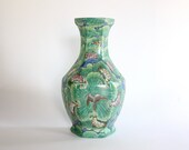 Large Vintage Asian Vase with Lily