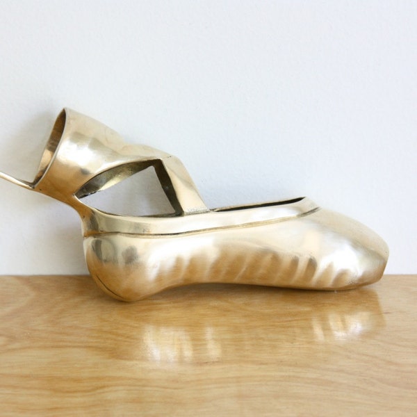 Vintage Brass Ballerina Pointe Shoe, Wall Hanging
