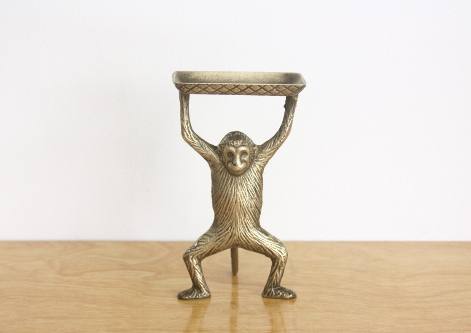 Vintage Brass Monkey Card Holder Etsy